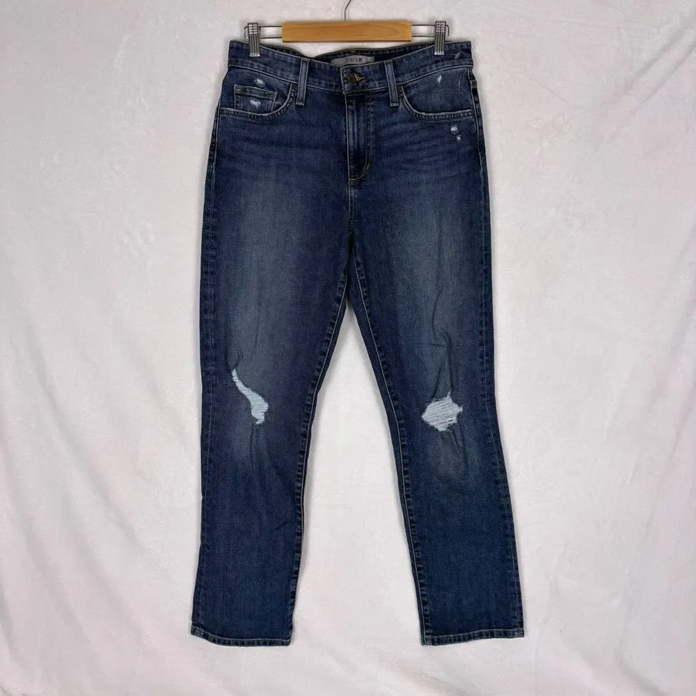 Joe's Jeans High Rise‎ Distressed Knee Straight Leg Jeans Size 27